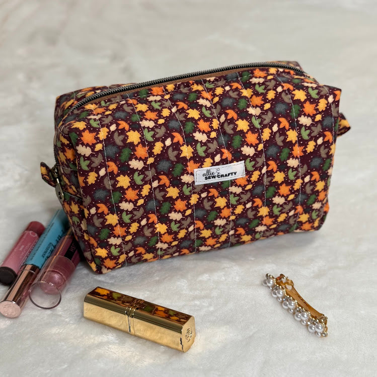 Boxy Cosmetic Pouch - Waterproof Falling Leaves *Limited Edition*