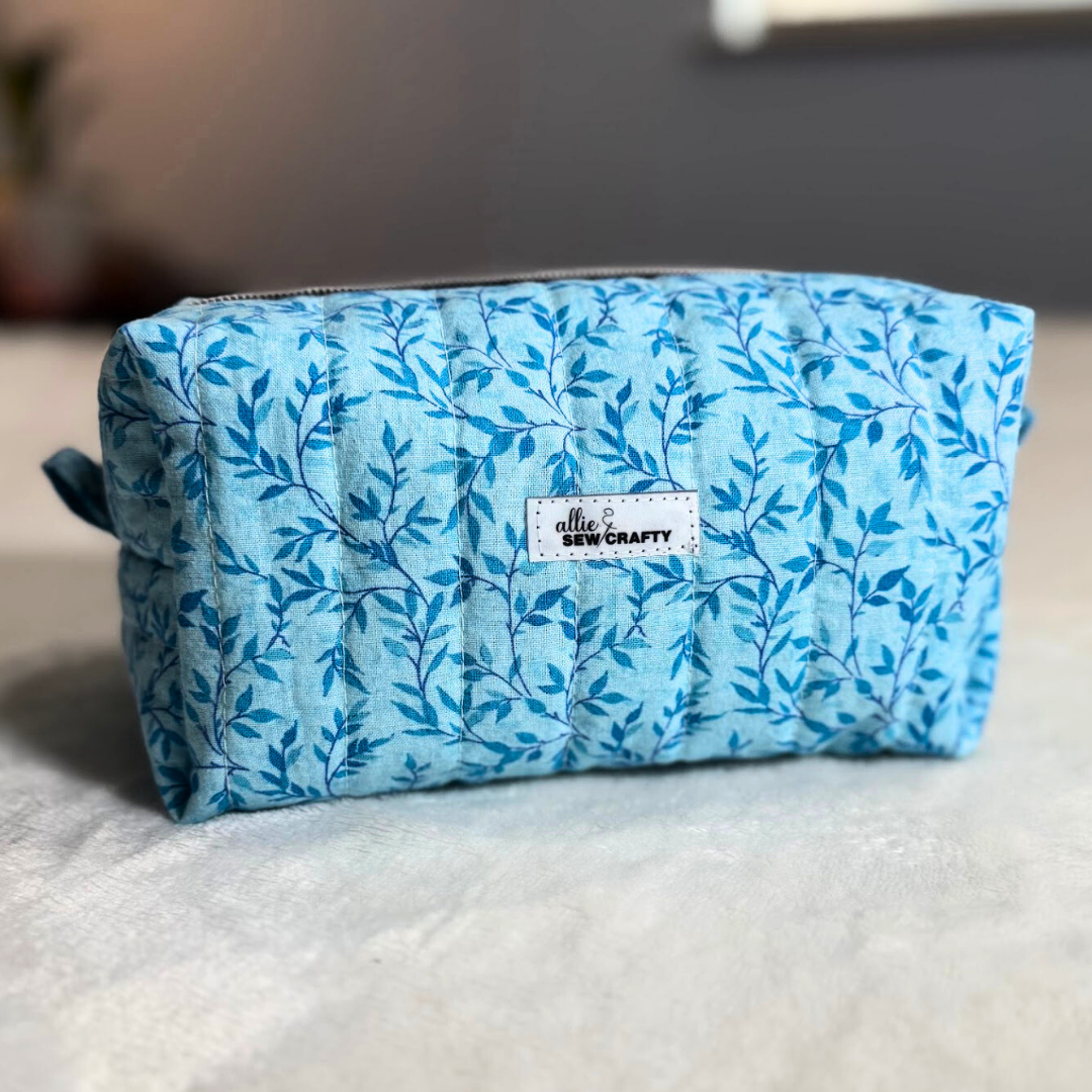 Blue Vines Quilted Boxy Cosmetic Pouch *Limited Edition*