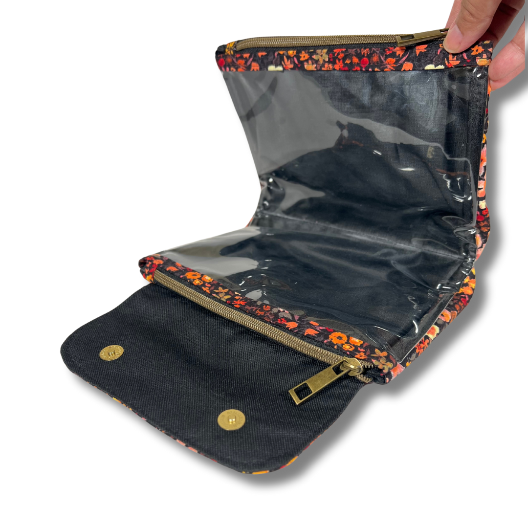 Double Makeup Pouch Fall Flowers - Large Size