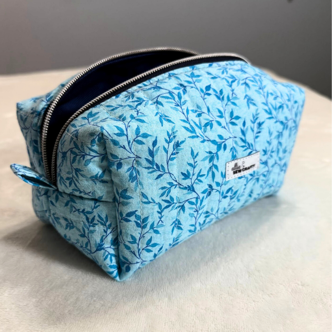 Blue Vines Quilted Boxy Cosmetic Pouch *Limited Edition*
