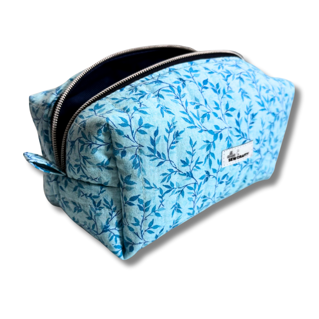 Blue Vines Quilted Boxy Cosmetic Pouch *Limited Edition*
