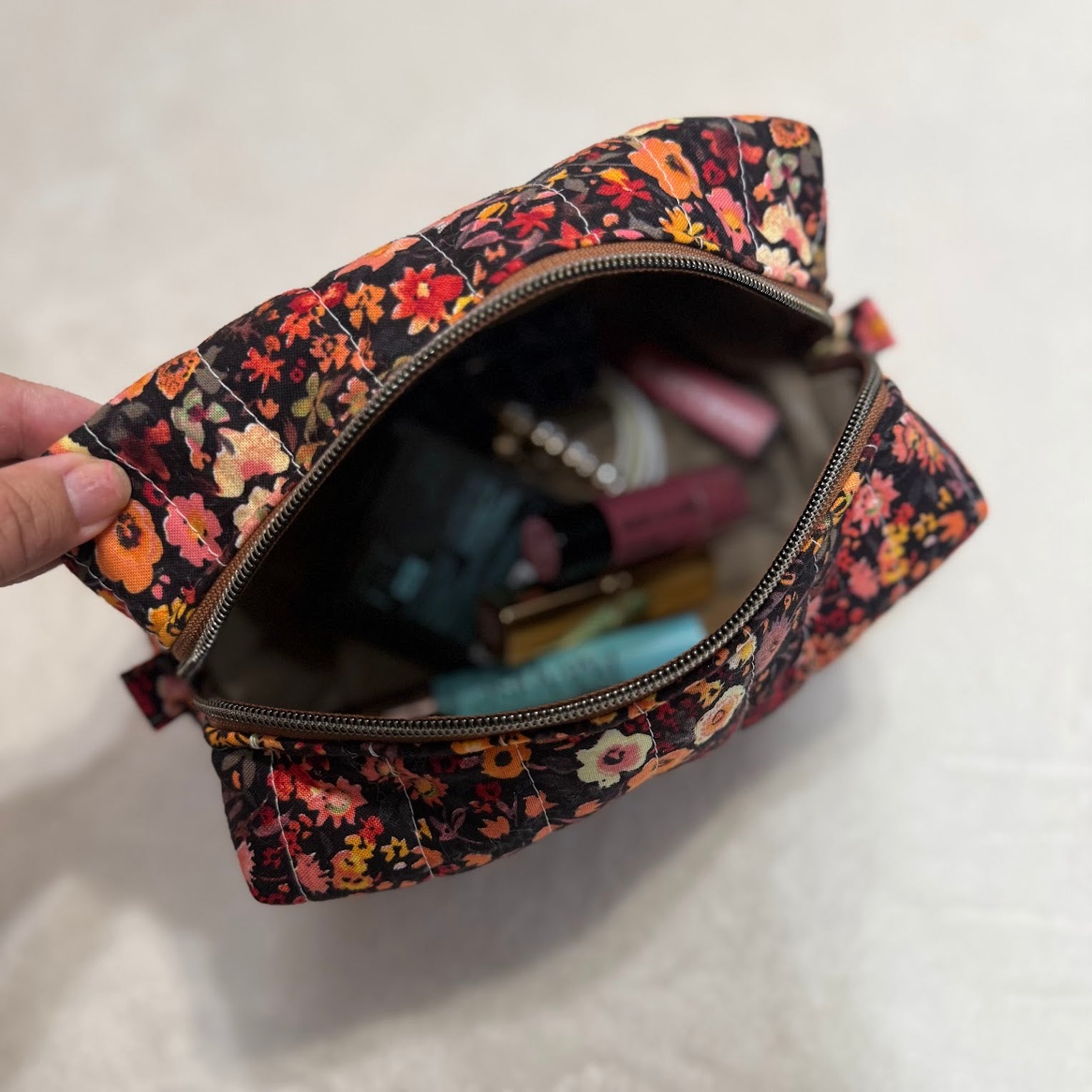 Fall Flowers Quilted Boxy Pouch *Limited Edition*