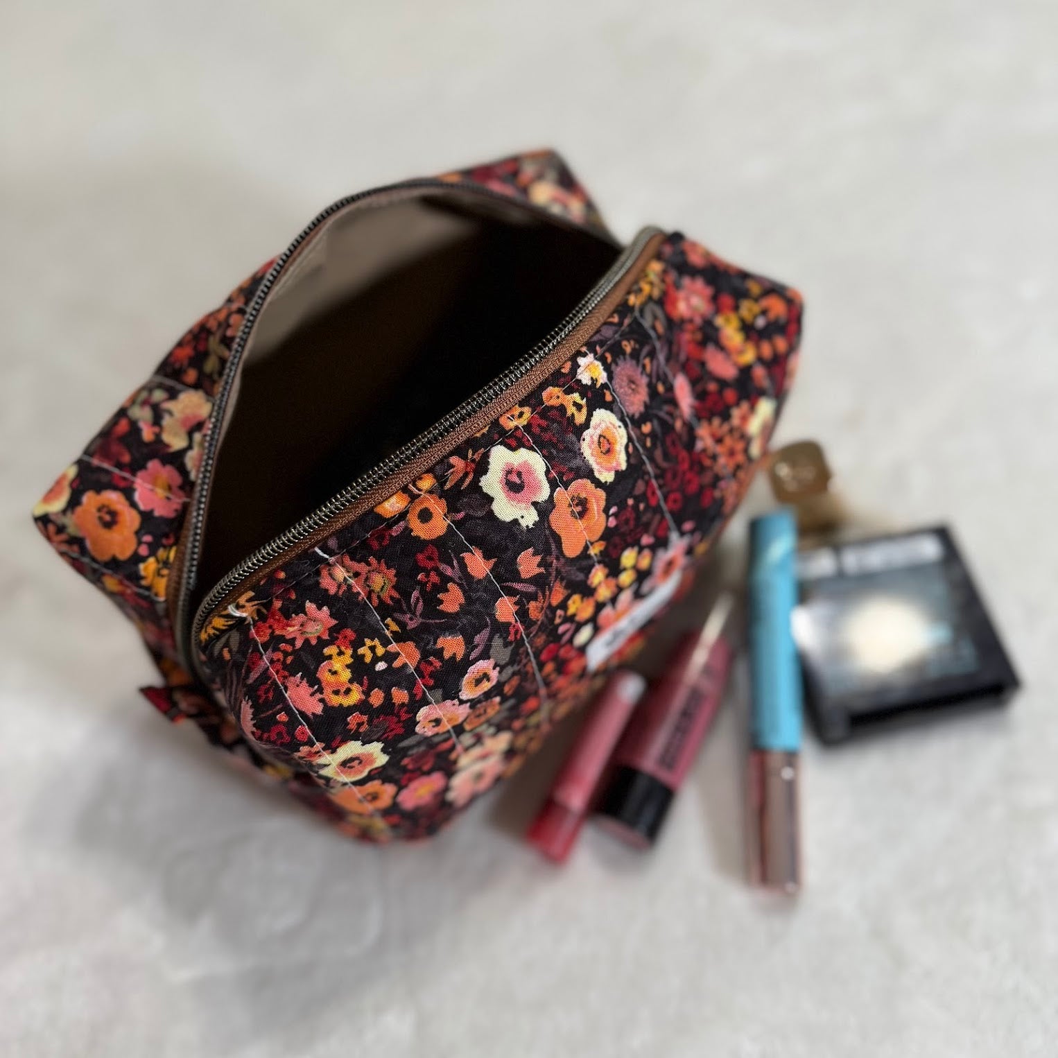 Fall Flowers Quilted Boxy Pouch *Limited Edition*