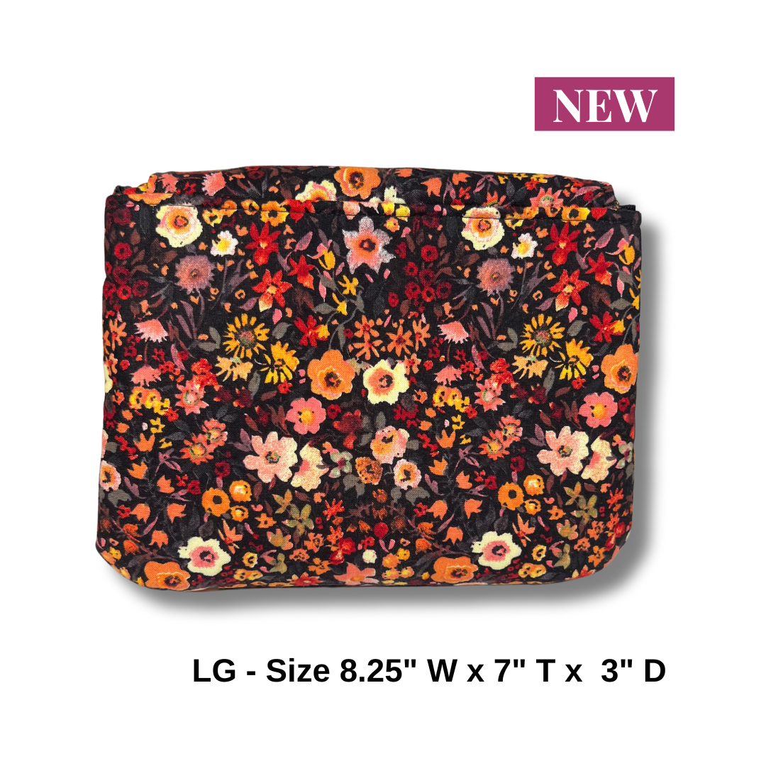 Double Makeup Pouch Fall Flowers - Large Size